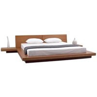 King Modern Japanese Style Platform Bed With Headboard & 2 Nightstands in Oak | Etsy (US)