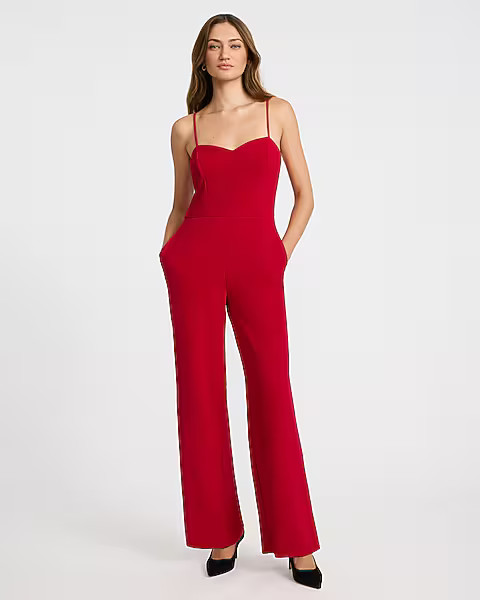 Sleeveless Sweetheart Wide Leg Jumpsuit | Express