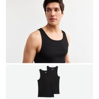 Men's 2 Pack Black Muscle Fit Ribbed Vest New Look | New Look (UK)