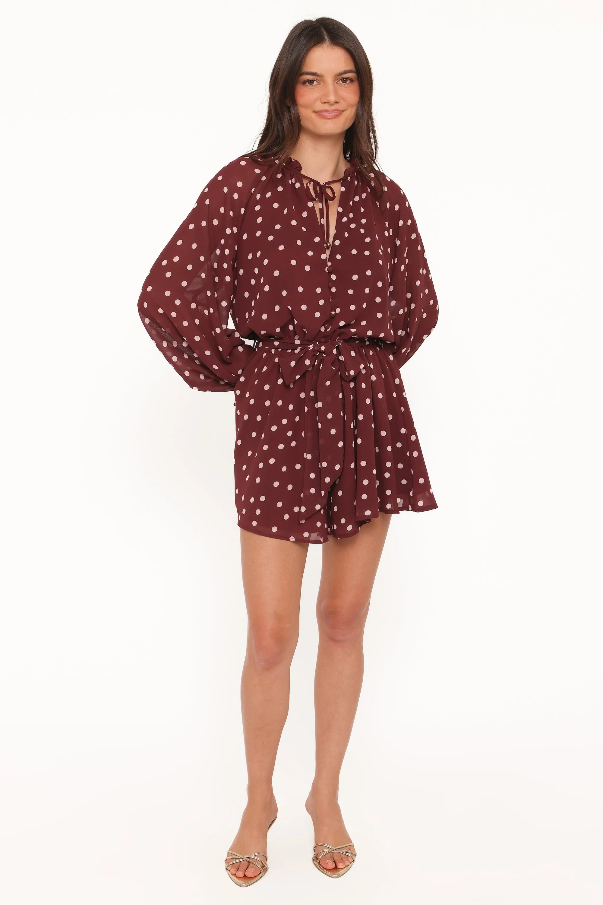 Michelle Romper - Burgundy Polka Dot | Petal & Pup (US)