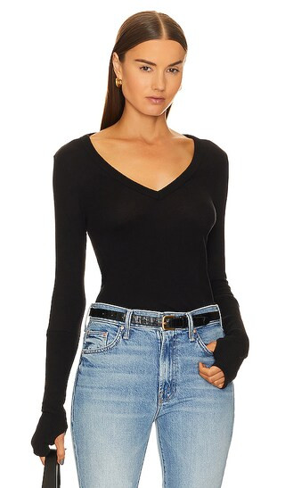 First Layered Cuffed V Top in Black | Revolve Clothing (Global)