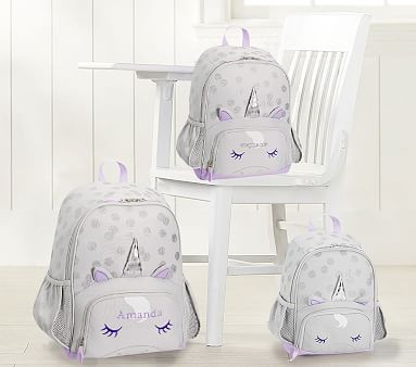 Mackenzie Critter Gray Unicorn Backpack | Pottery Barn Kids
