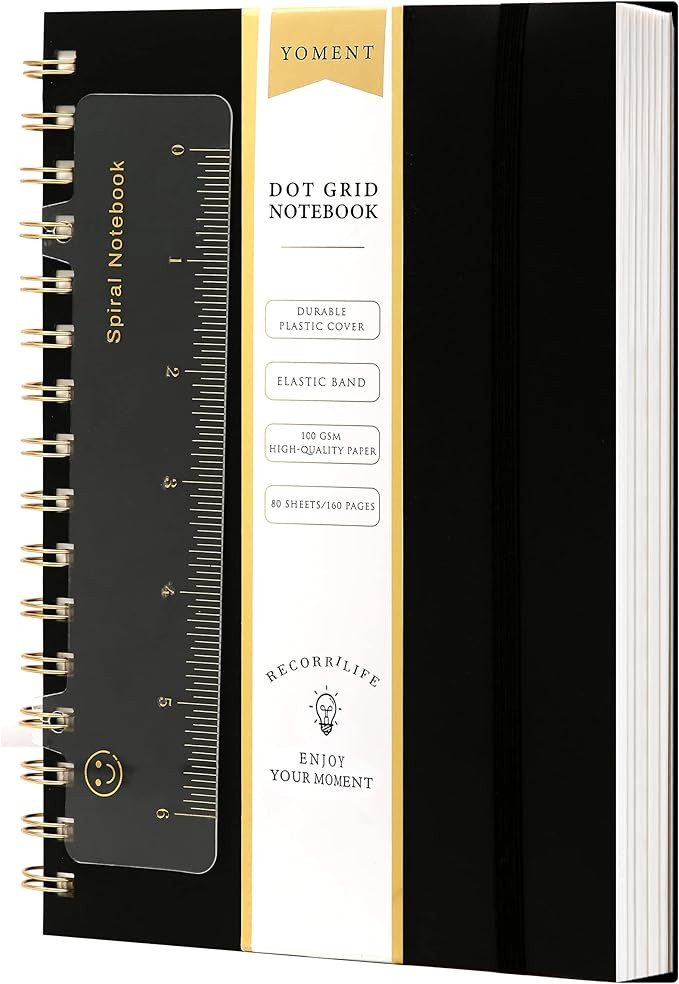 Dot Grid Spiral Notebook A5 Spiral Bullet Dotted Journal 160 Pages Thick Dot Paper Notebooks Plas... | Amazon (US)