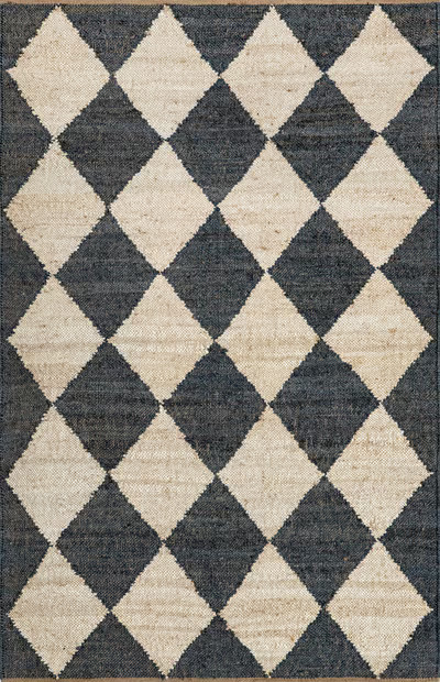 Charcoal Louie Diamond Checkerboard Jute 8' x 10' Area Rug | Rugs USA