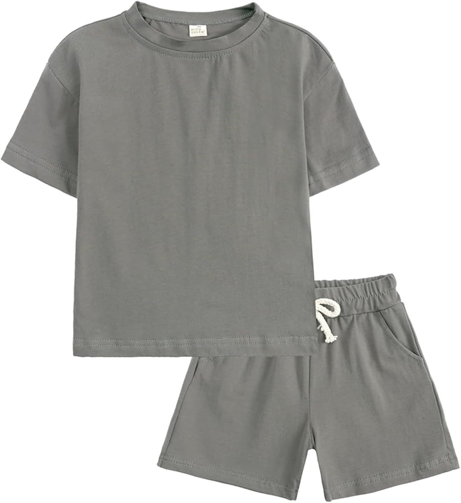 Toddler Boy Summer Outfits 3T 4T 5T Boys Clothes Kids Solid Shorts Set Cotton 2 Piece Clothing Se... | Amazon (US)