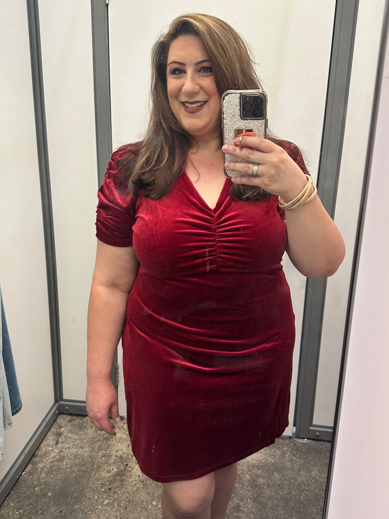 Just a PSA about trying on things that look ugly on the hanger. I almost passed this clearance dress up but decided to try it on anyway. It’s gorgeous on and I bought it for $13. I’m wearing it for Christmas with my bow kitten heels gold jewelry and gold rim clutch I found. 

This dress has longer sleeves with gathered material making it flattering on bigger arms. The stretch velvet makes it super slimming and cozy for easy a night on the town. The red color can be used for Christmas. New Years Eve or Valentine’s Day …. The list goes on ❤️

Comment “ red “ to get the 🔗 to this entire outfit or ✅ my LTK @stylingcurves. 

#plussizestyle #plussizefashion #plussize #plussozeootd #winteroutfit #momootd #teacheroutfit
#christmasdress #plussizedress #velvetreddress #walmartholidays #walmartfinds #walmartstyle #walmartfinds #walmartclesrance #walmartfashion #walmartstyle #styleover40 #styleover50 #stylingcurves #curvystyle #curvyfashion #littlereddress ##walmartfinds #holidayoutfit #holidayootd #puffsleeve #curvyandconfident 

#LTKPlusSize #LTKMidsize #LTKHoliday
