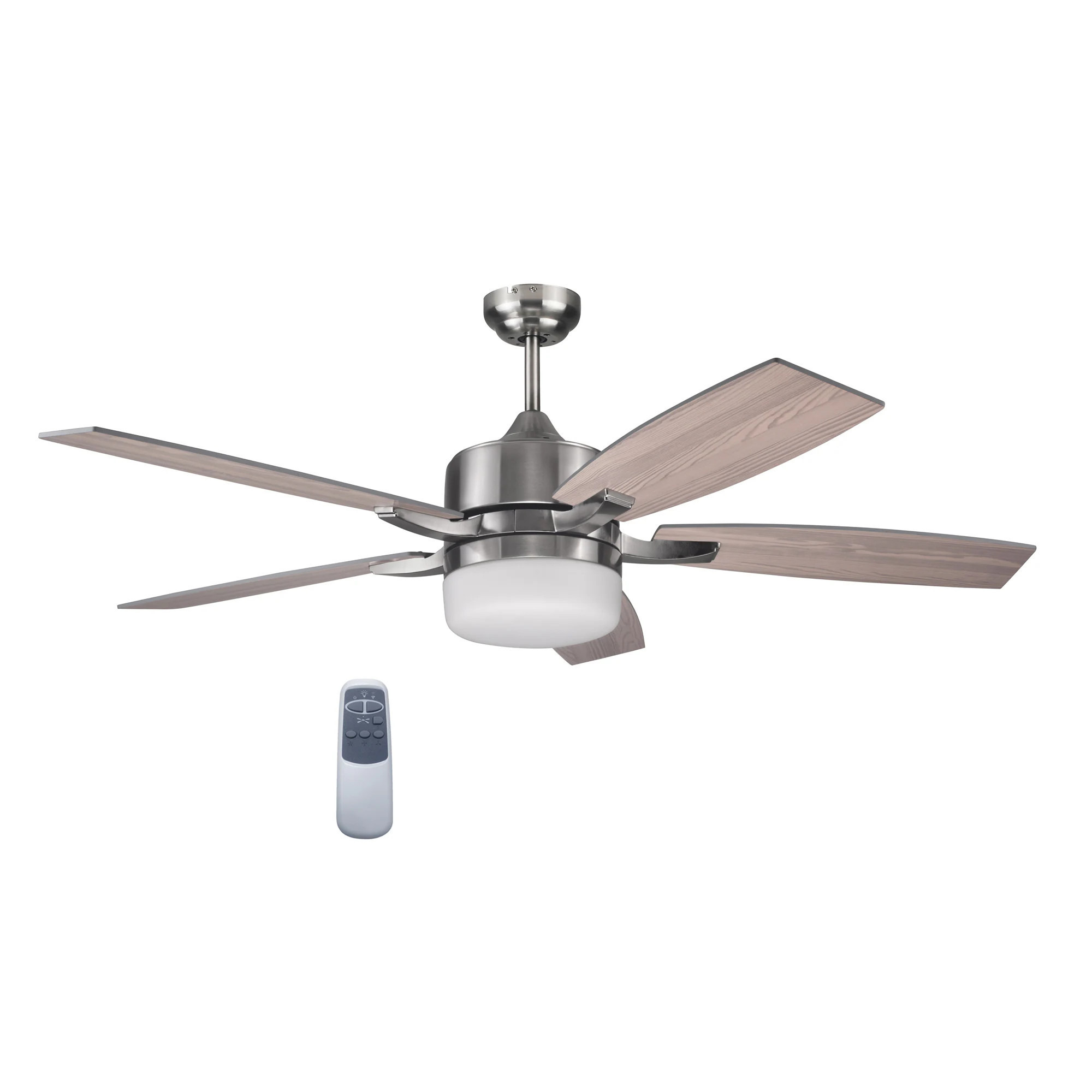 Design House Grayson 52-in Brushed Nickel with Brushed Nickel Blades Ceiling Fan With Light - Remote Included ( 5 -Blade ) | 156621-BN | Lowe's