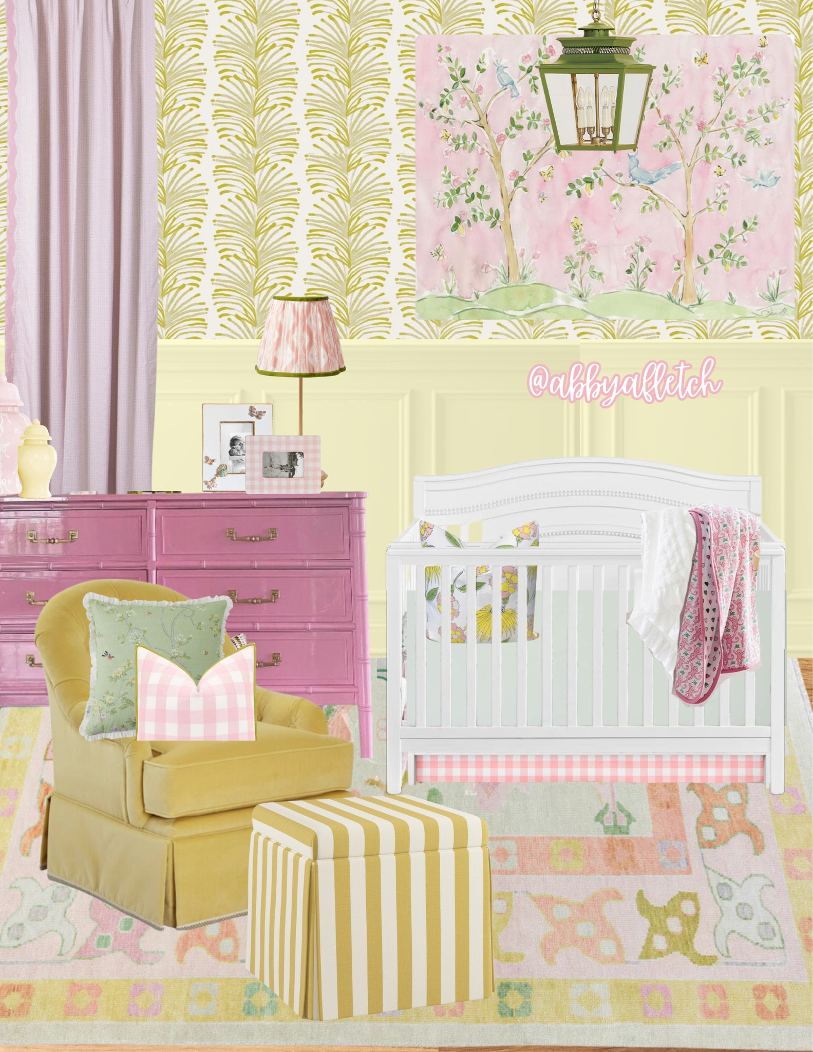 yellow, pink, and green girl’s nursery💕💚🌼
yellow is one of my favorite colors and i wanted to add a pop of it in a fun way with this design!🤩 i love the chartreuse with the pink💖

#LTKKids #LTKHome #LTKBaby