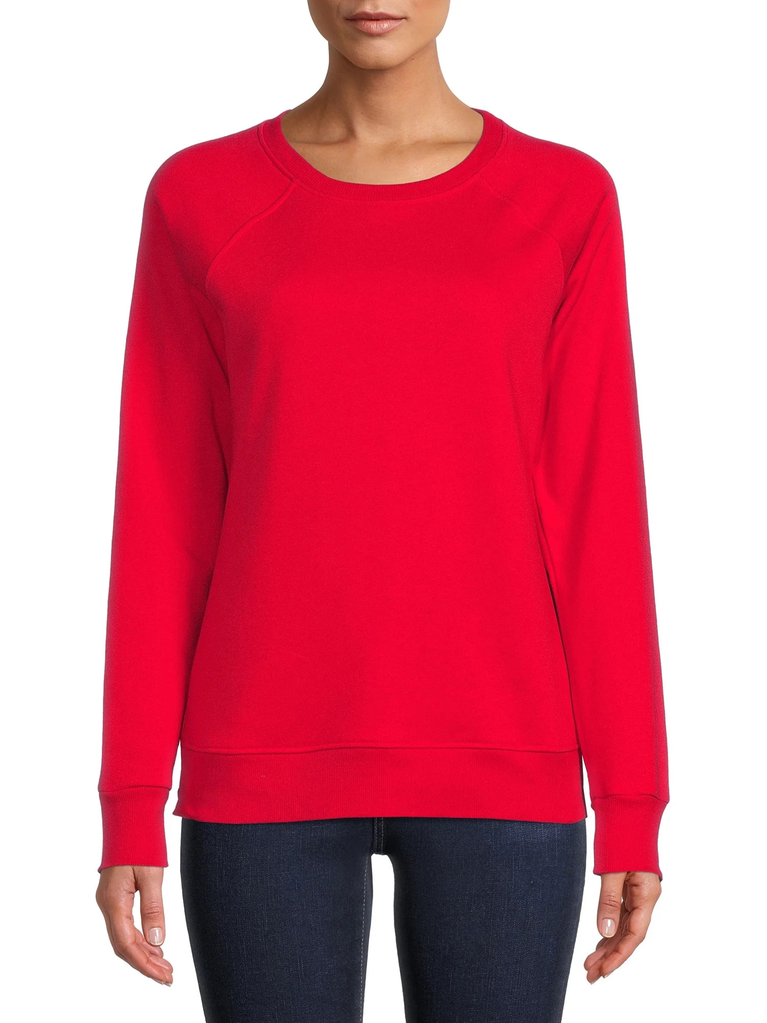 Time & Tru Women's Raglan Fleece Crewneck Sweatshirt - Walmart.com | Walmart (US)