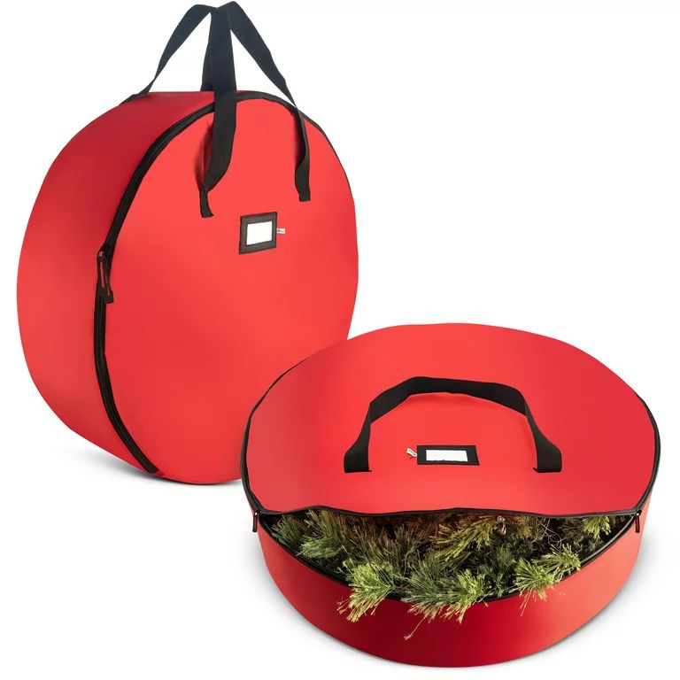 2 Pack Christmas Wreath Storage Bag For 30" Artificial Wreaths with Durable Handles And Smooth Zi... | Walmart (US)