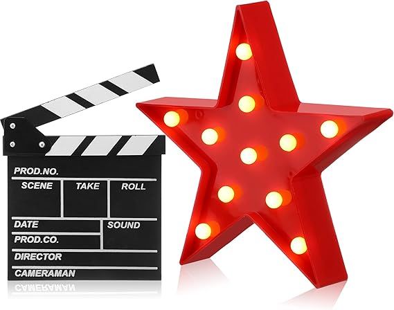 Movie Film Clap Board Film Movie Clapboard Accessory and Movie Theater Decor Marquee Light Star S... | Amazon (US)
