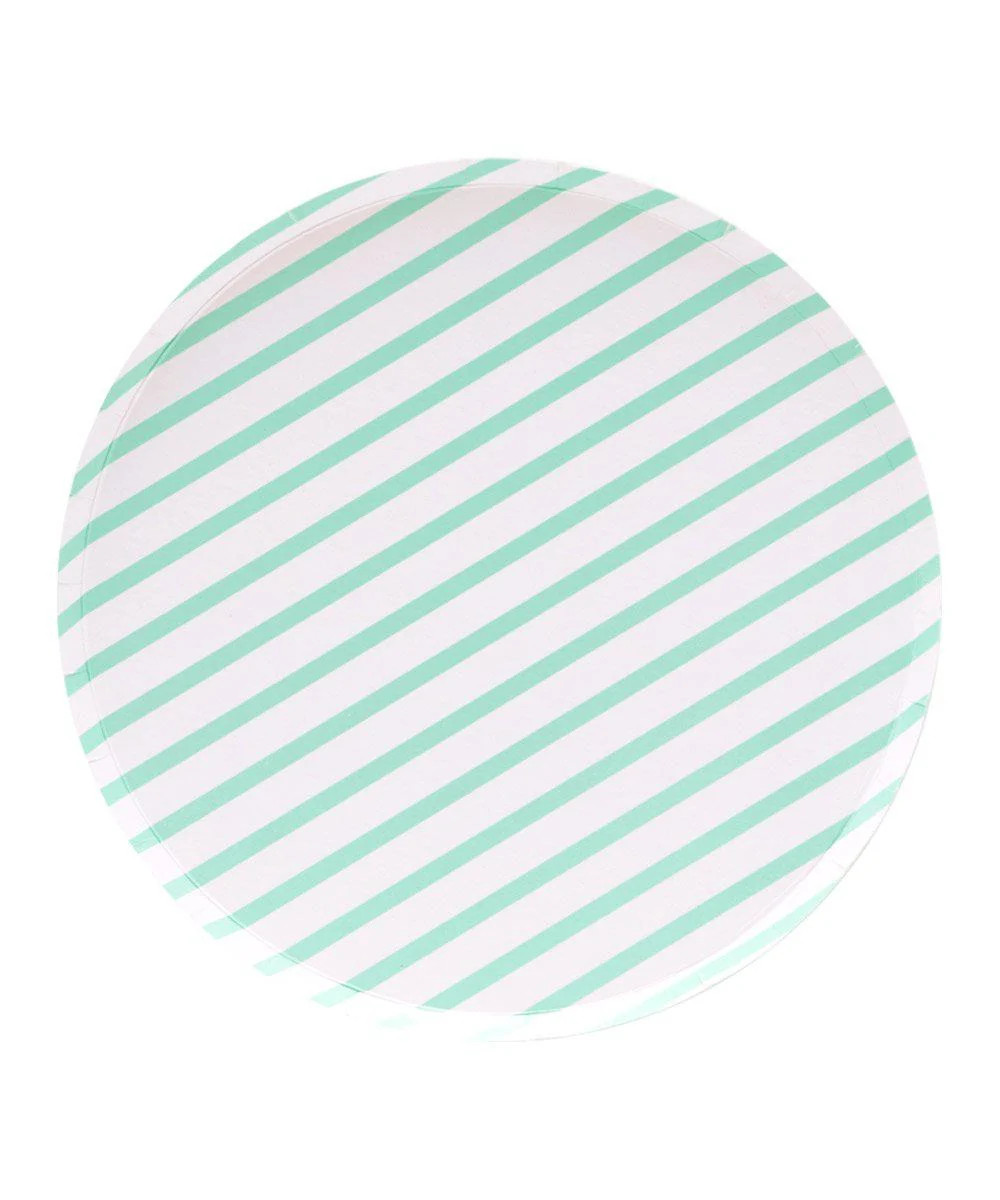 Oh Happy Day Mint Stripes Plates (Large) | Oh Happy Day Shop