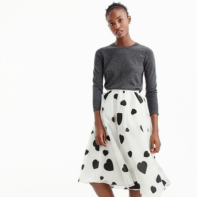 Organza skirt in heart print | J.Crew US