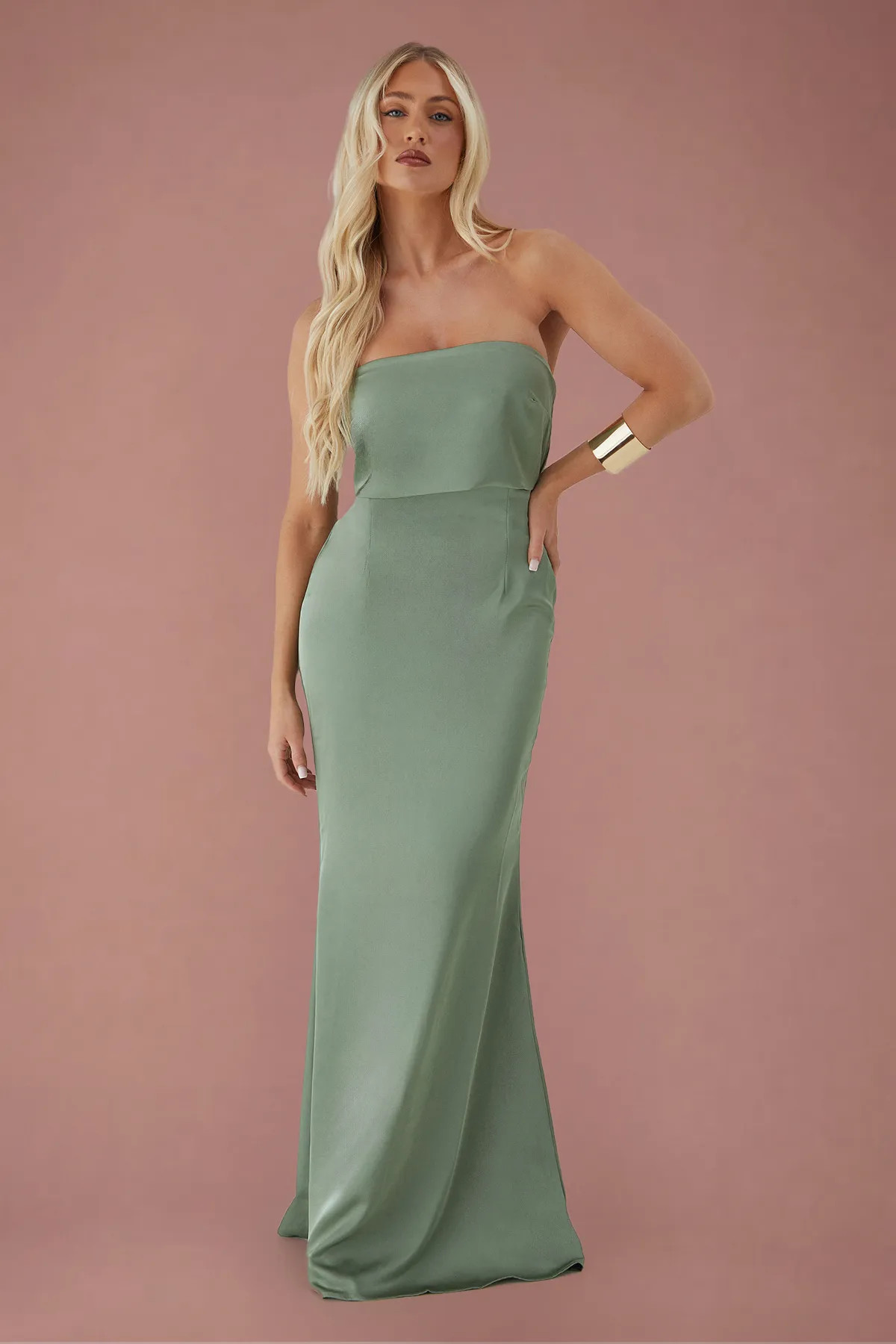 Sage MISSPAP Premium Satin Bandeau Overlay Bridesmaid Dress | Nasty Gal USA | Nasty Gal US