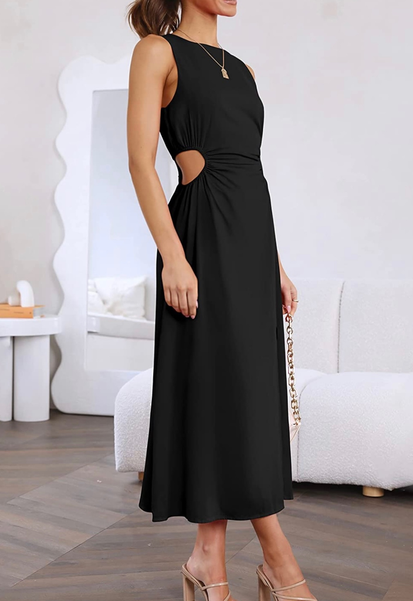 Black maxi dress. Cutout dress. Date night outfit. Wedding guest dress. Nude heels. Amazon. 

#LTKshoecrush #LTKsalealert #LTKwedding