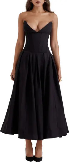 HOUSE OF CB Lady Strapless Midi Dress | Nordstrom | Nordstrom