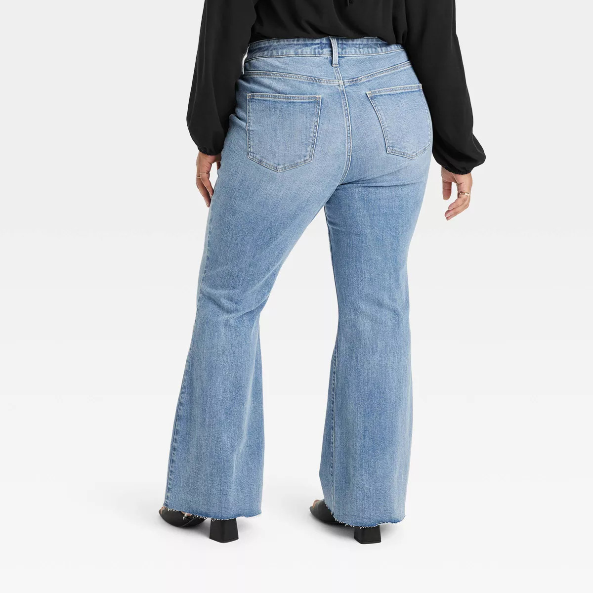 Women's High-Rise Relaxed Flare Jeans - Ava & Viv™ Medium Blue Denim 18 | Target