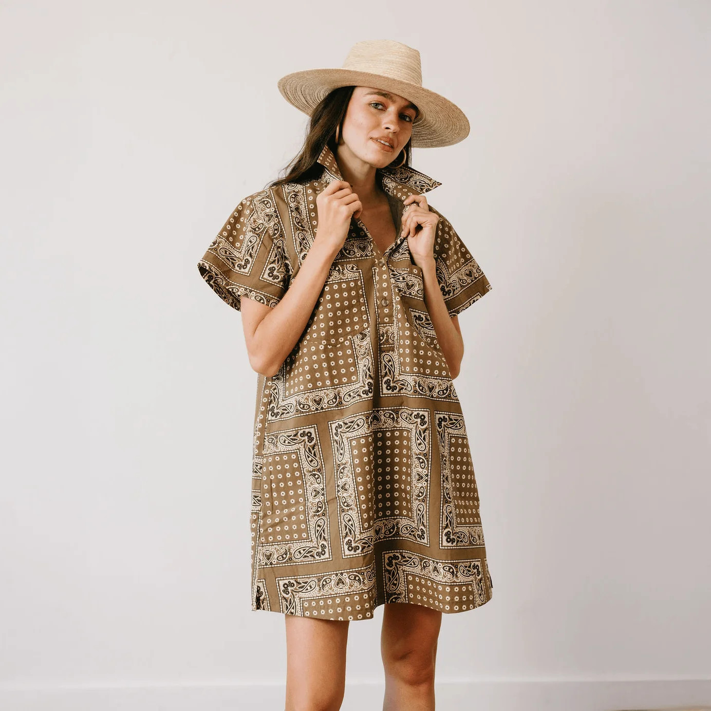 Olive Bandana Getaway Mini Dress | Sunshine Tienda