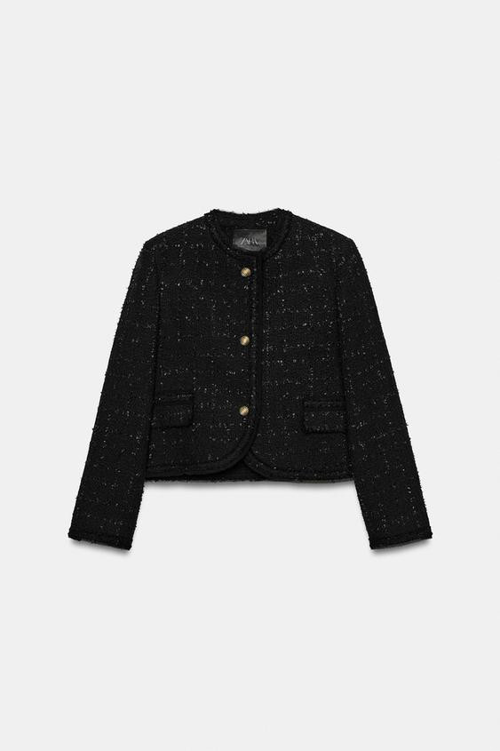 Zara - Zw Collection Jacket With Embossed Buttons - Black - S - Woman | Zara UK