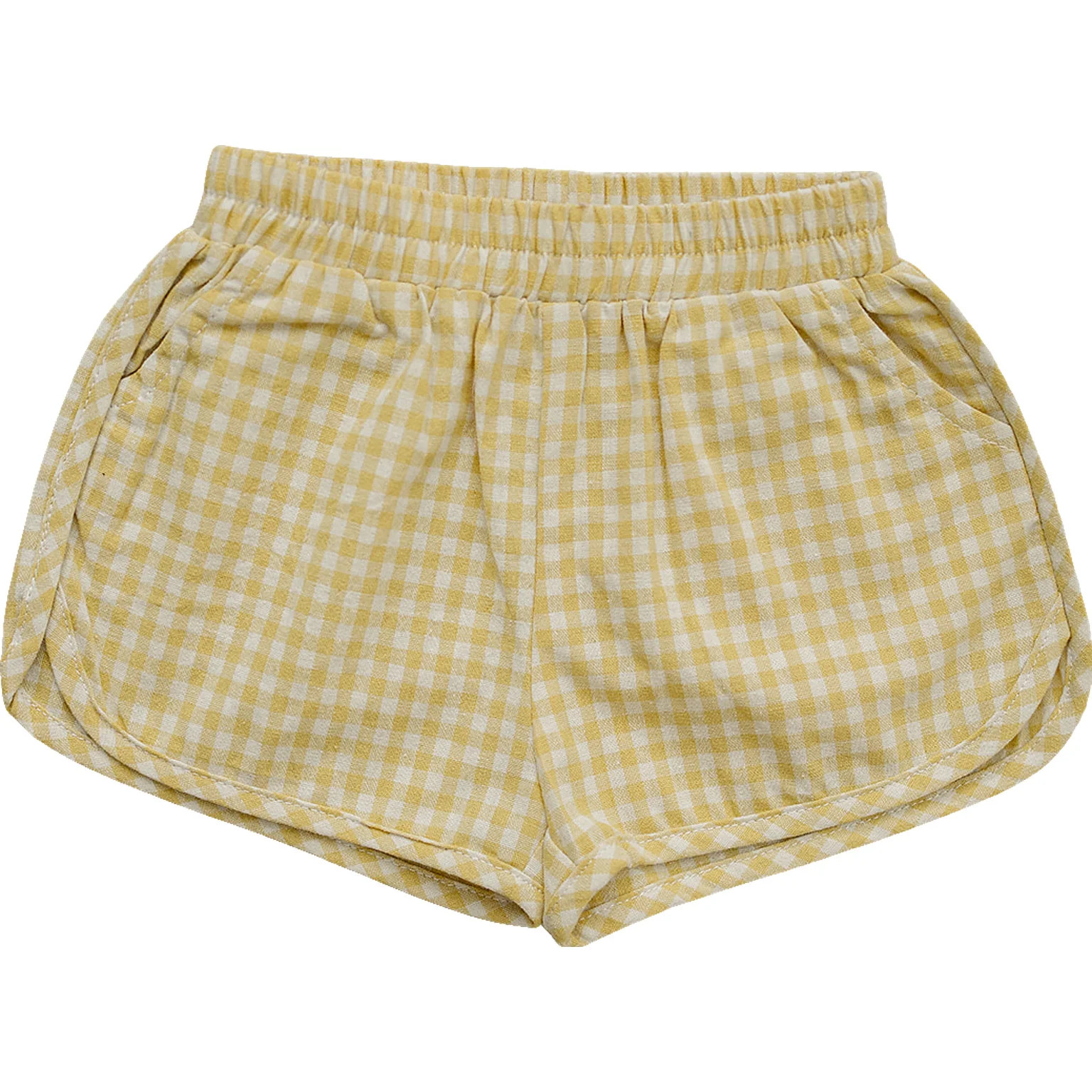 Yellow Gingham Shorts | Mebie Baby