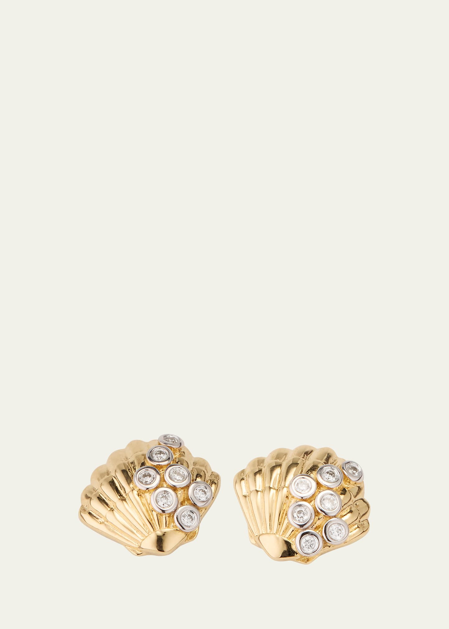 Sydney Evan Clam Shell 14K Gold Diamond Stud Earring, Single | Bergdorf Goodman