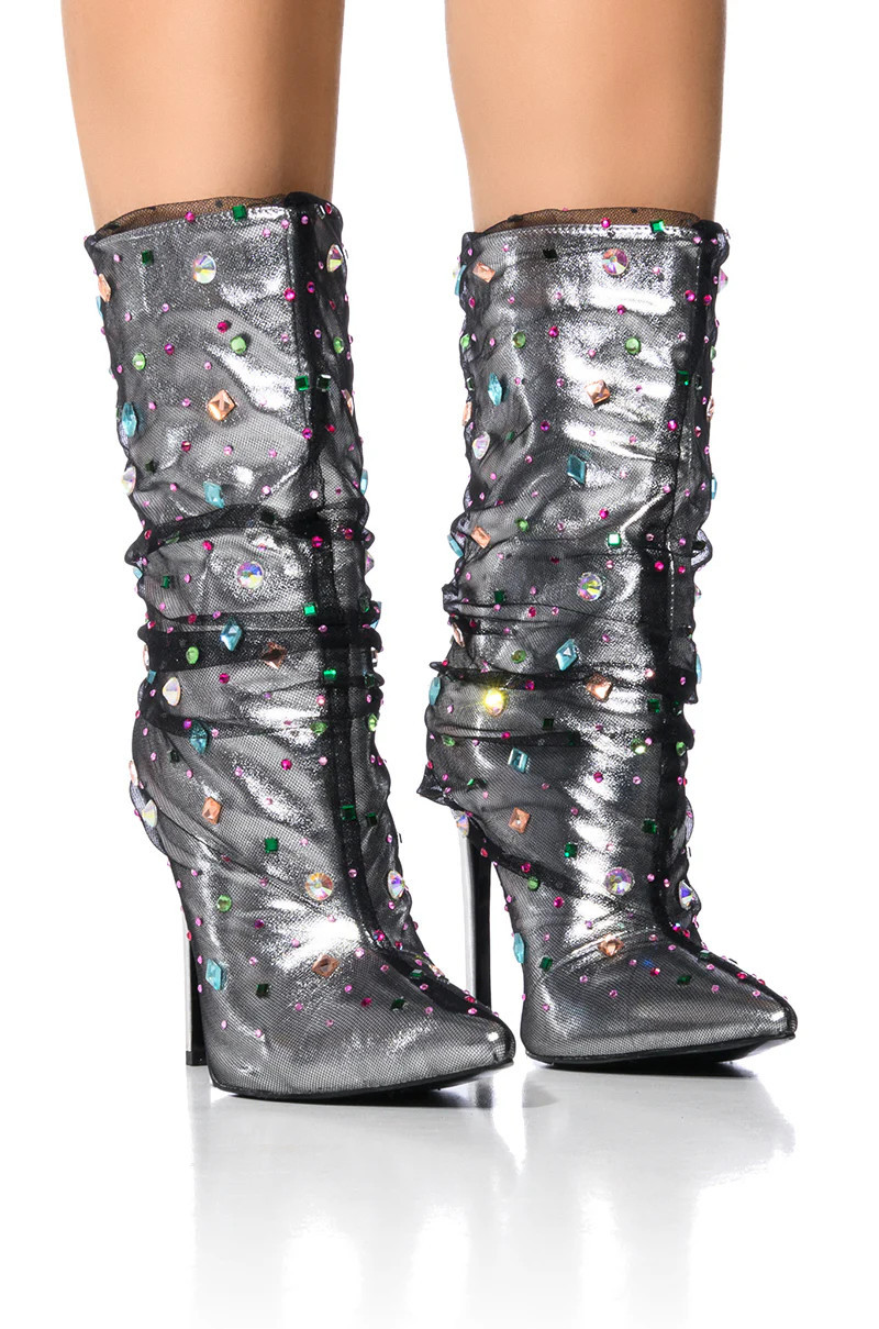 AKIRA Azalea Wang Liora Gem Bootie | Black | Size 8.5 | AKIRA