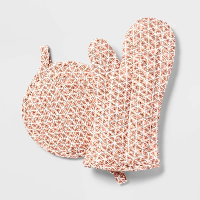 2pc Cotton Oven Mitt and Pot Holder Set Pink - Threshold™ | Target