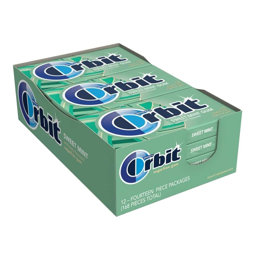 Orbit Sweet Mint Sugar Free Chewing Gum Bulk, 12 Packs of 14-Pieces (168 Total Pieces) | Amazon (US)