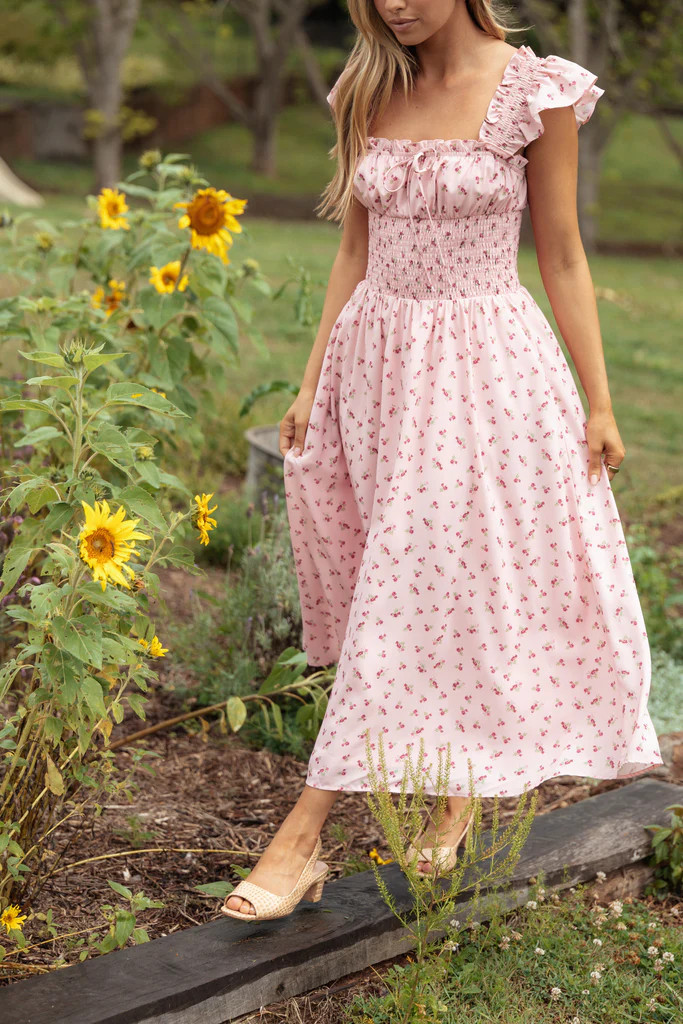 Bronte Midi Dress - Pink Floral | Petal & Pup (AU)