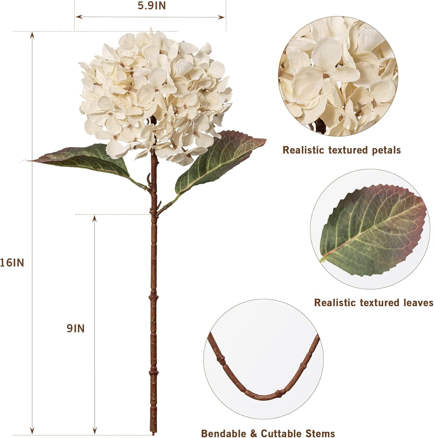 Artificial Flower Fake Silk Hydrangea Heads Bouquet with Stems Bulk for Fall Decoration Table Cen... | Amazon (US)