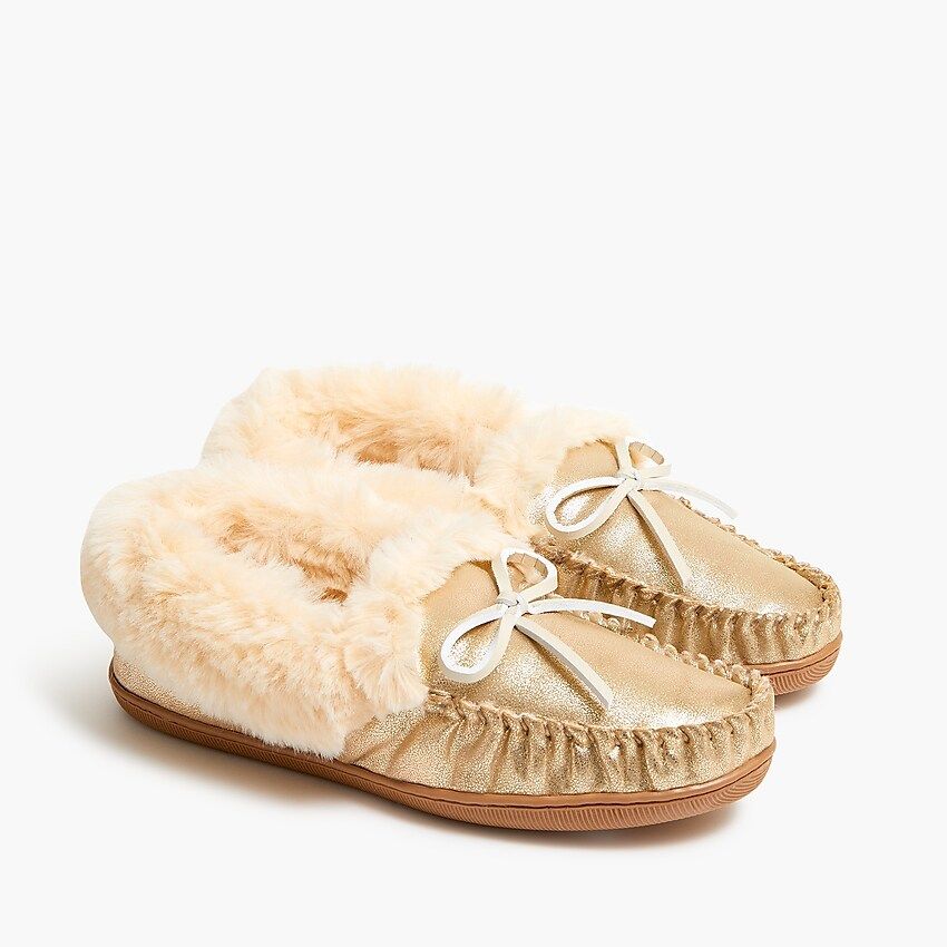 Factory: Metallic Faux-shearling Moccasins For Women | J.Crew Factory