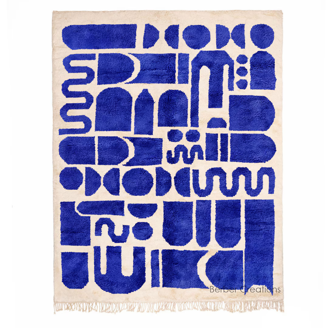 Moroccan Rug, Beni Rug Blue and White, Handwoven Area Rug, Beni Ourain Rug, Beni Mrirt Rug, Plush... | Etsy (US)