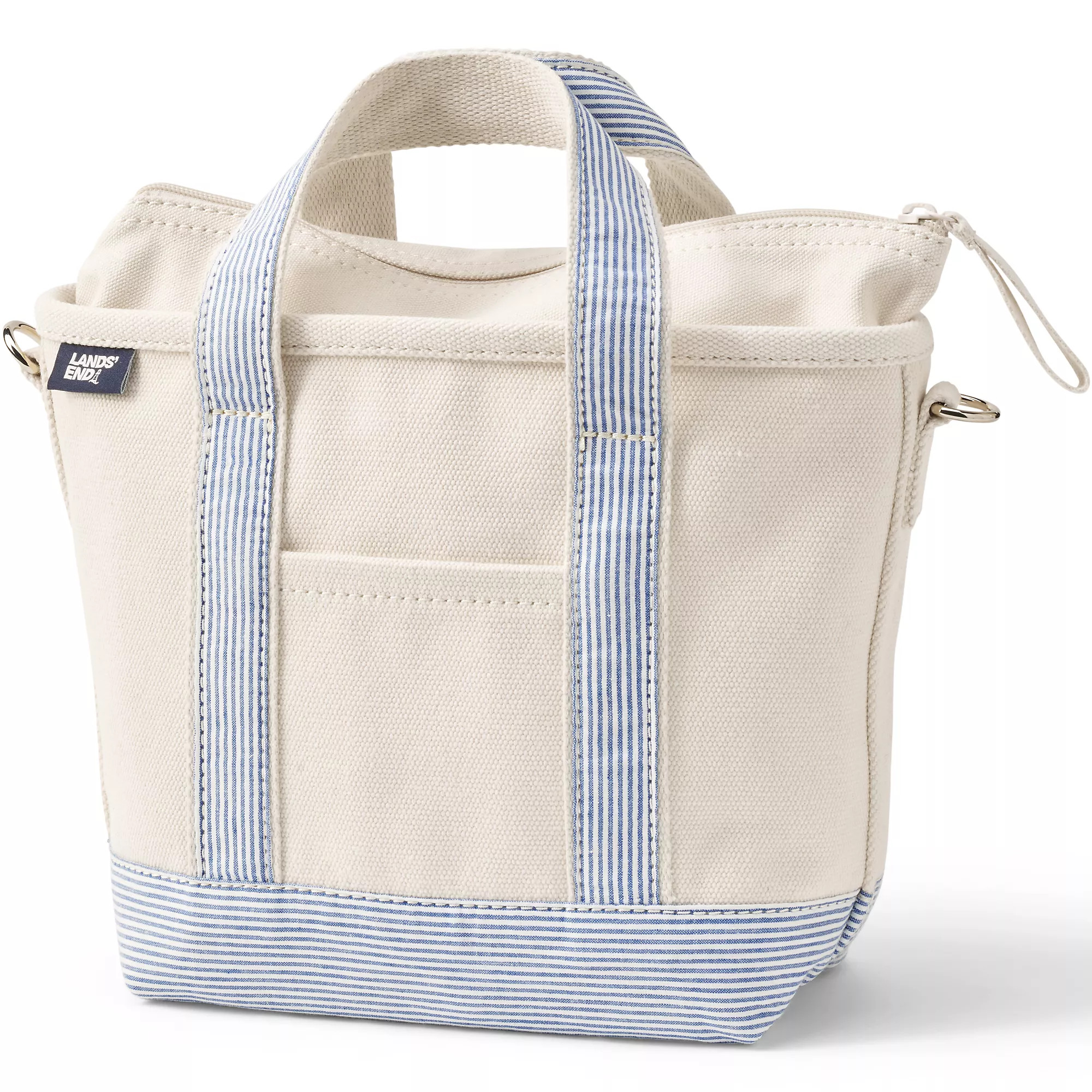 Small 3 Pocket Zip Top Canvas Tote Bag | Lands' End (US)