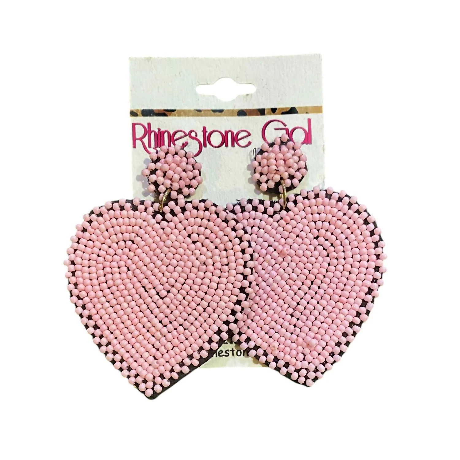 Seed Bead Heart Earrings In Light Pink | Shop Simon