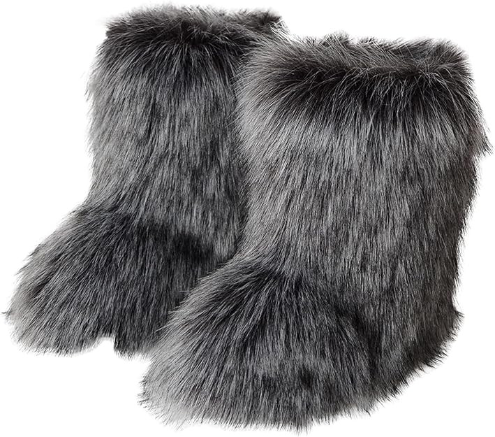 Valpeak Snow Boots for Women 2024 Furry Boots Winter Knee High Flat Heel Fluffy Faux Fur Boots | Amazon (US)