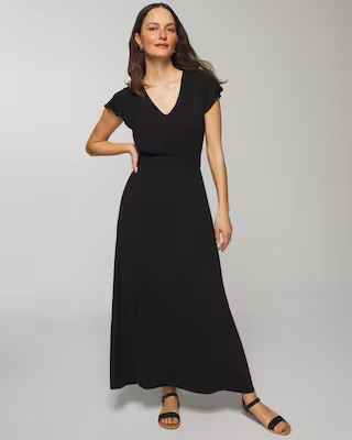 Women's Soft Jersey Flutter Sleeve Maxi Bra Dress in Black size XS | Soma | SOMA