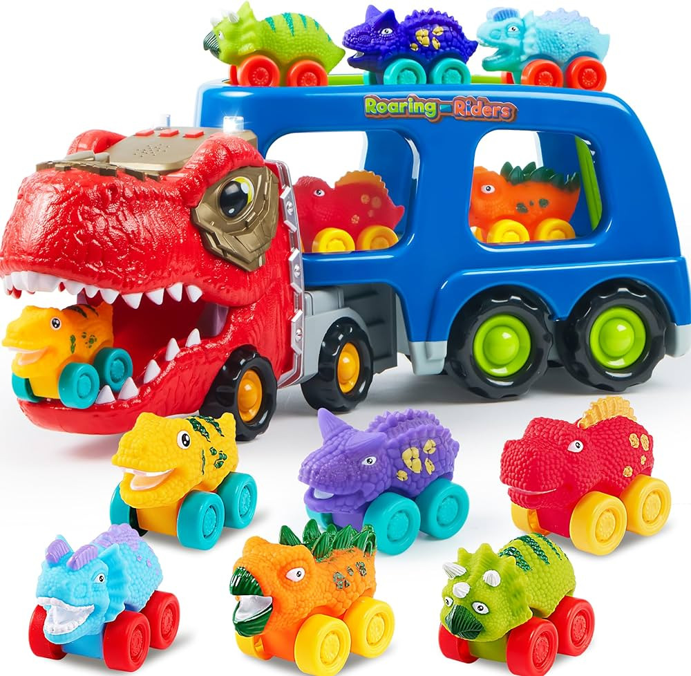 JOYIN Dinosaur Truck Toys for Kids, Kids Toys Boys Age 3 4 5, Dinosaur Car Carrier Truck Toy with... | Amazon (US)