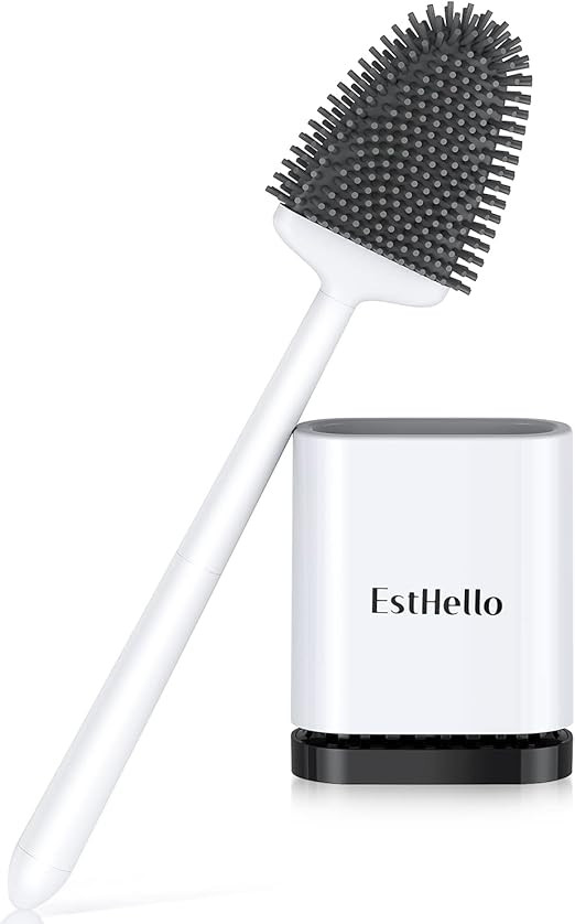 ESTHELLO Toilet Brush and Holder, Silicone Toilet Bowl Cleaner Brush Set for Bathroom Deep Cleani... | Amazon (US)