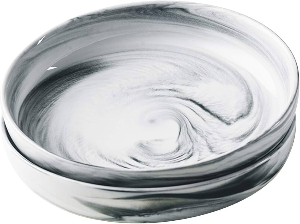 Yundu Porcelain 52 Ounce Pasta Bowl Set,Large Salad Bowls, Serving Bowls,Set of 2,Grey Marbled Bo... | Amazon (US)