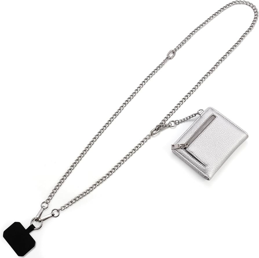 Diaclara Clip and Go Chain Phone Strap with Zipper Pouch- Stylish Crossbody Adjustable Chain Lany... | Amazon (US)