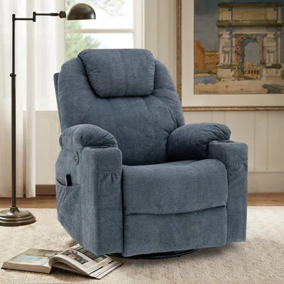 Latitude Run® Manual Massage Rocker Recliner Chair Heated, 360° Swivel Glider Ergonomic Lounge Chair Home Theater Recliner Sofa With 2 Cup Holders, Si | Wayfair North America