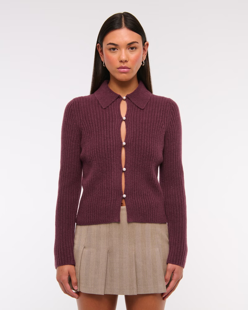 Pearl Button Collared Cardigan | Abercrombie & Fitch (US)