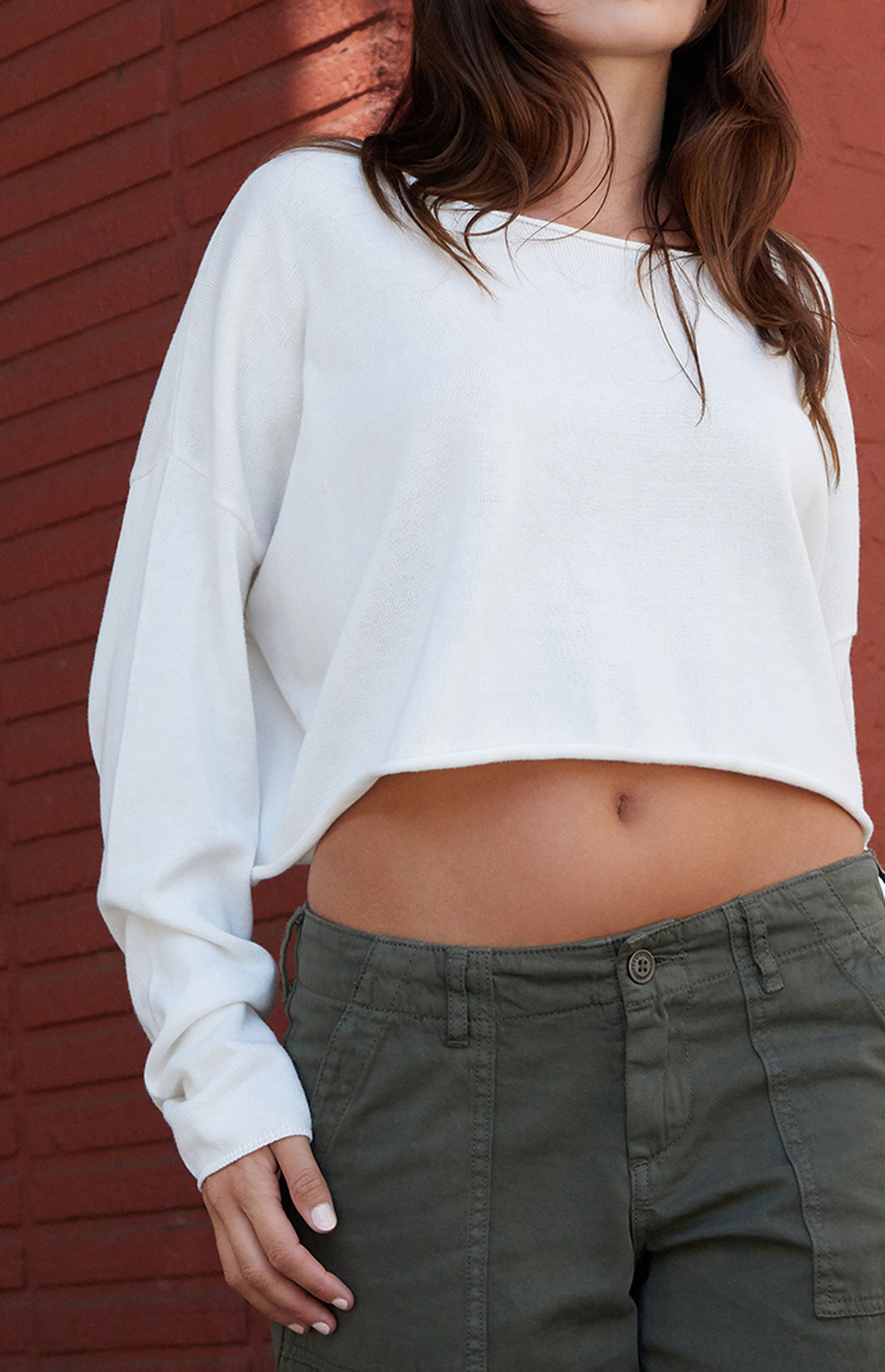 John Galt White Wide Neck Sweater | PacSun