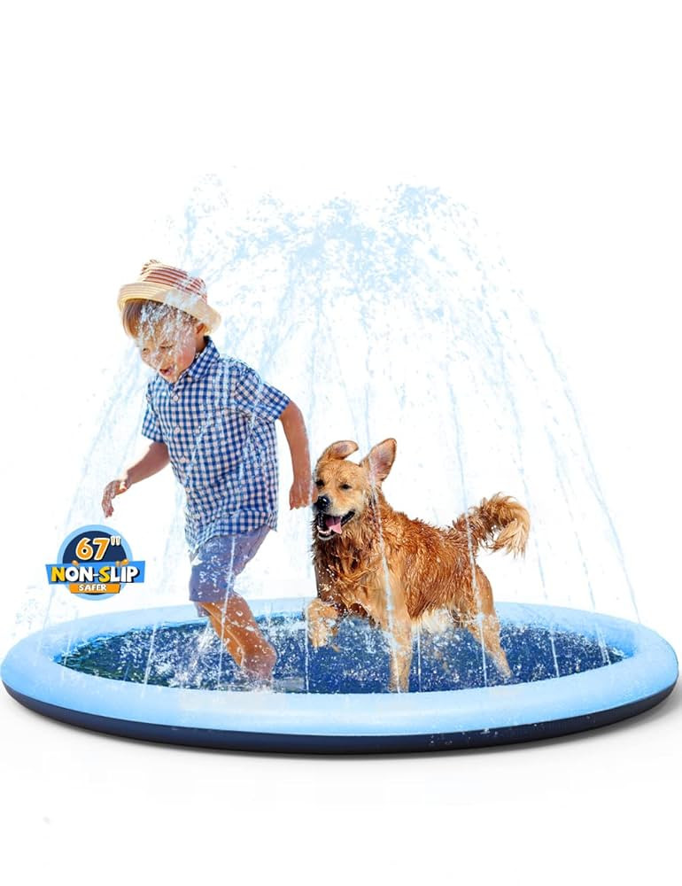 VISTOP Non-Slip Splash Pad for Kids and Dog, Thicken Sprinkler Pool Summer Outdoor Water Toys - F... | Amazon (US)