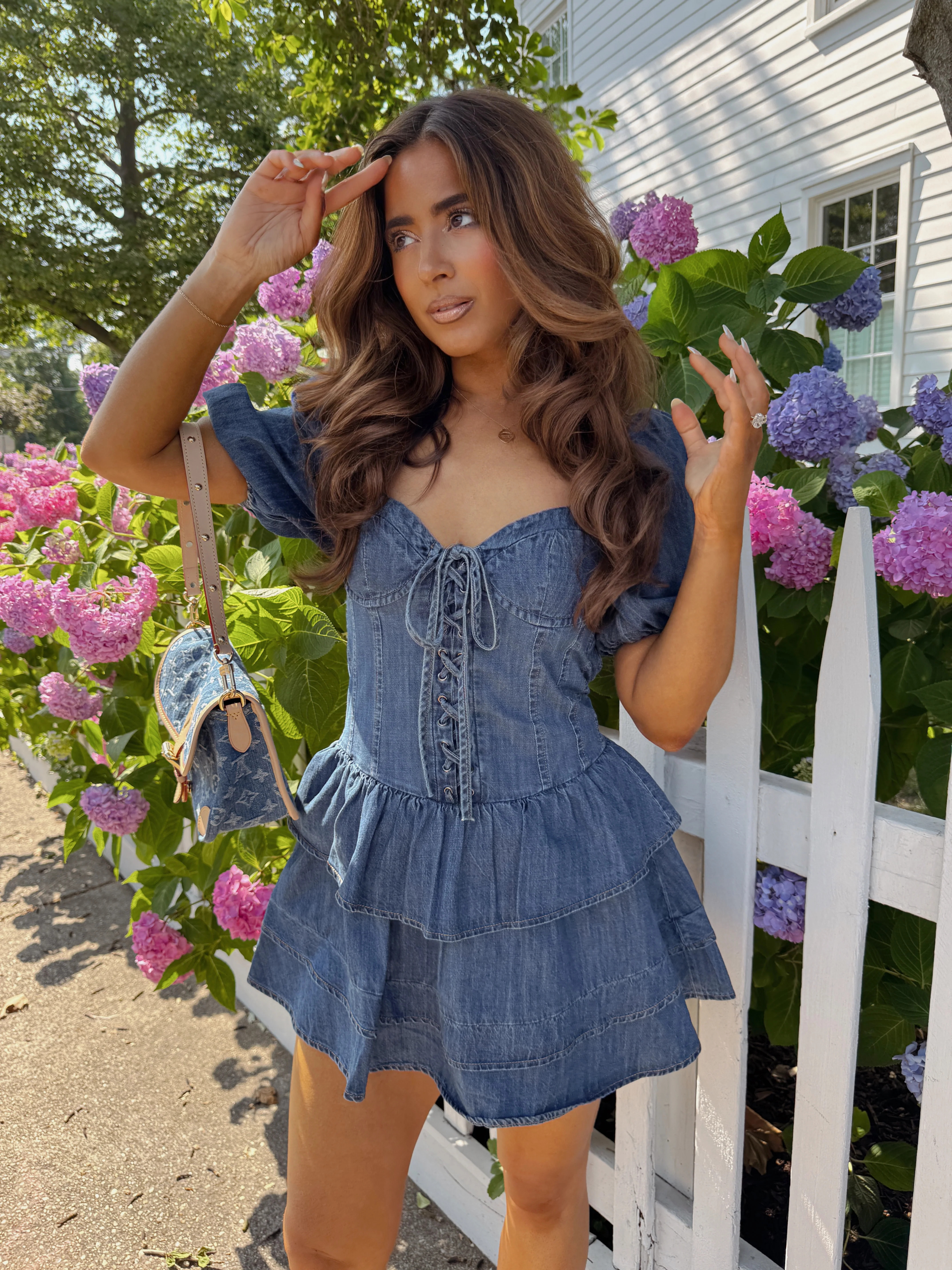 Ruffled Darling Denim Puff Sleeve Mini Dress | Shop Your Darling Style