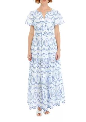 Crown & Ivy™ Women's Short Sleeve Split Neck Printed Dress | Belk