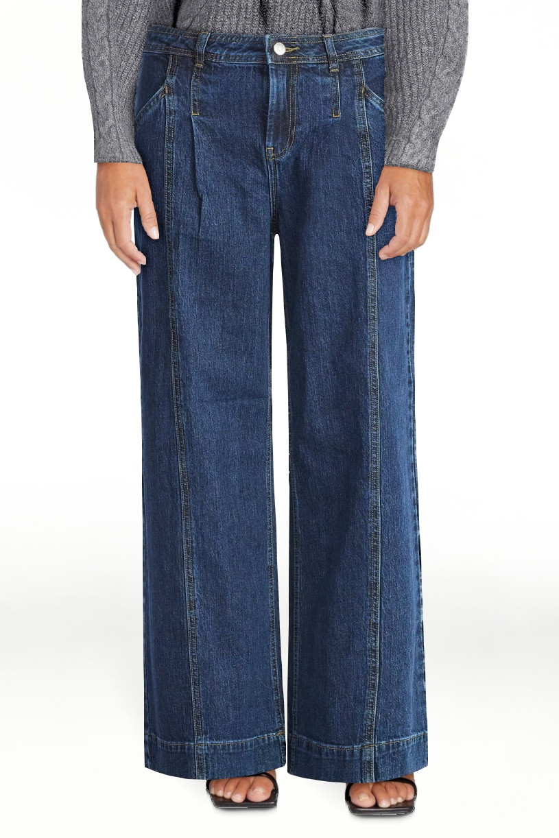 Scoop Women’s Pleated Wide Leg Jeans, Sizes 0-18 - Walmart.com | Walmart (US)