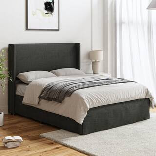 JAYDEN CREATION Raymond 2-Piece Charcoal Wingback Design Queen Bedroom Set with Metal Platform Be... | The Home Depot