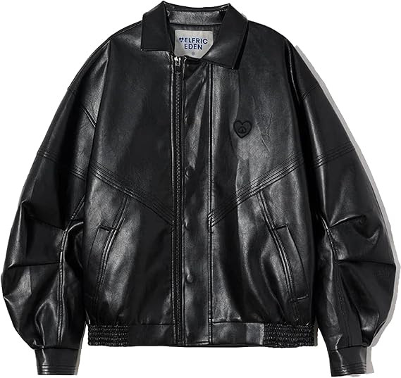 Aelfric Eden Womens Leather Jacket Oversized Y2k Faux Motorcycle Bomber Moto Biker Jackets Coats | Amazon (US)