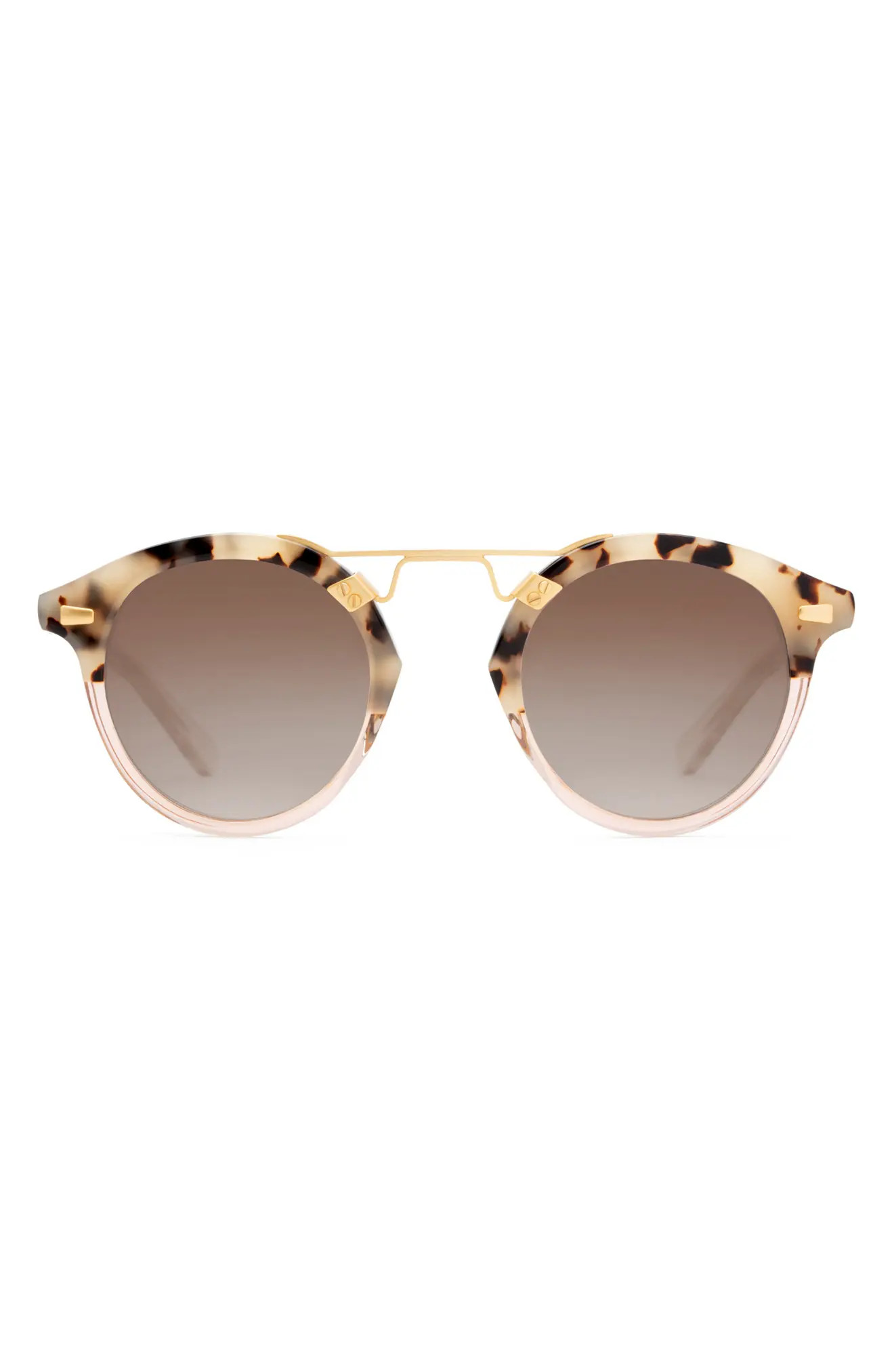 KREWE STL II 48mm Round Sunglasses in Oyster/Amber at Nordstrom | Nordstrom